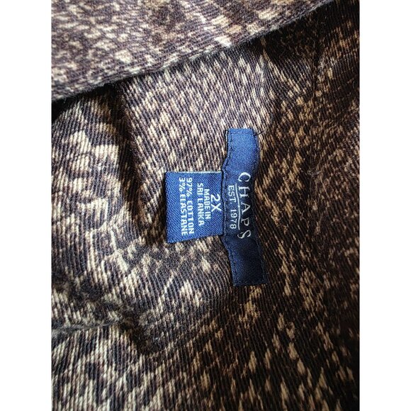 Chaps Womens 2X Snake Print Denim Jacket Brown Button-Up Cotton Blend - Picture 5 of 7